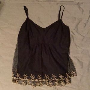 3/$25🛍 Ann Taylor Loft Tank Top Black Gold